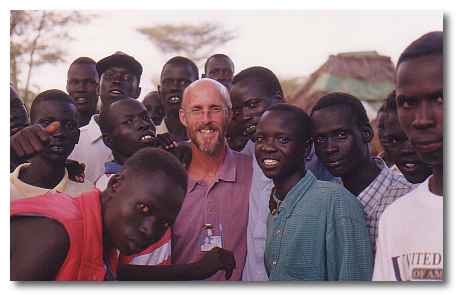 Me, surrounded by the Sudanese "Lost Boys" of Kakuma